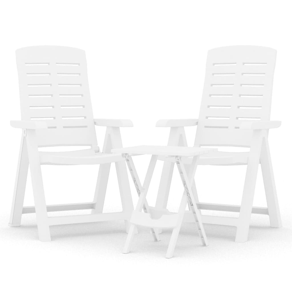 Ensemble à manger de jardin 3 pcs Blanc Polypropylène