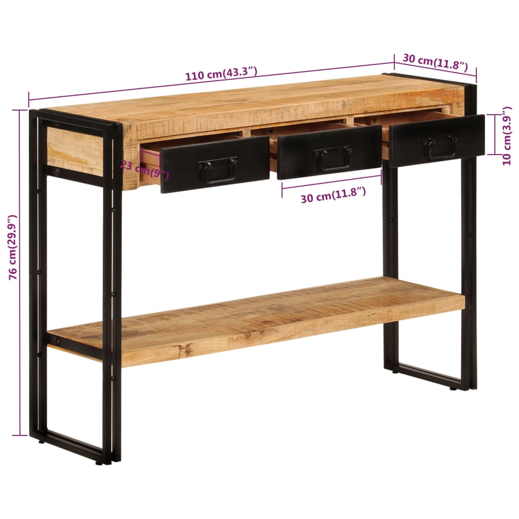 Table console 110x30x76 cm Bois de manguier solide - XIOS