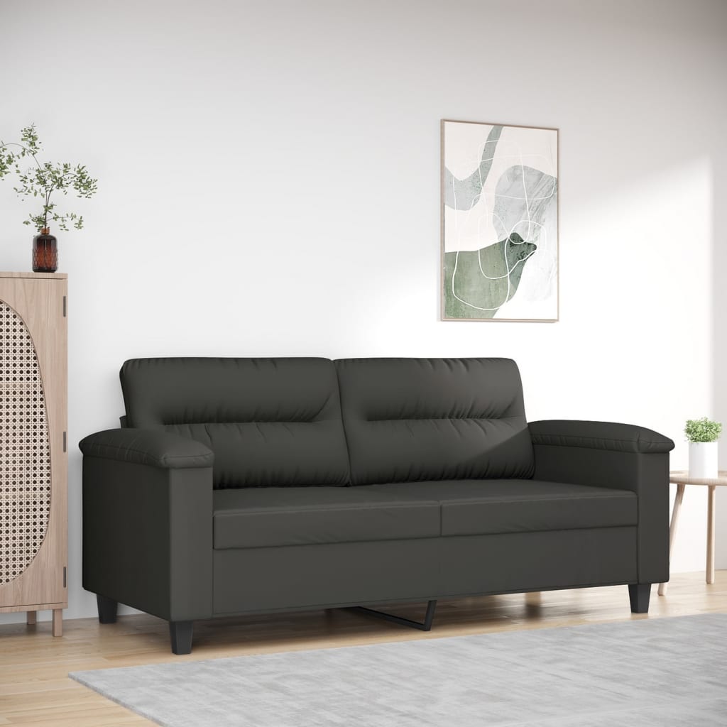 Canapé à 2 places Gris foncé 140 cm Tissu microfibre - XIOS