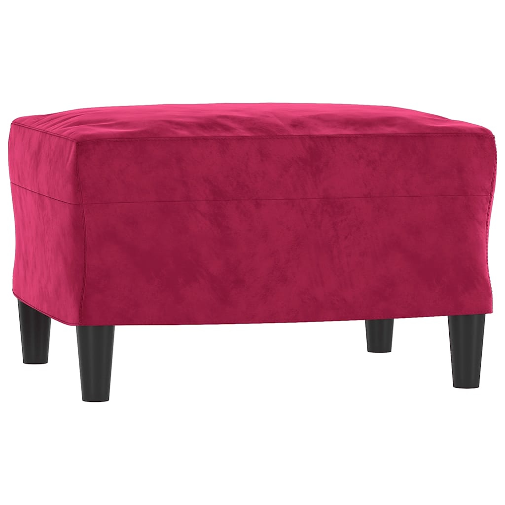 Repose-pied Rouge bordeaux 60x50x41 cm Velours - XIOS