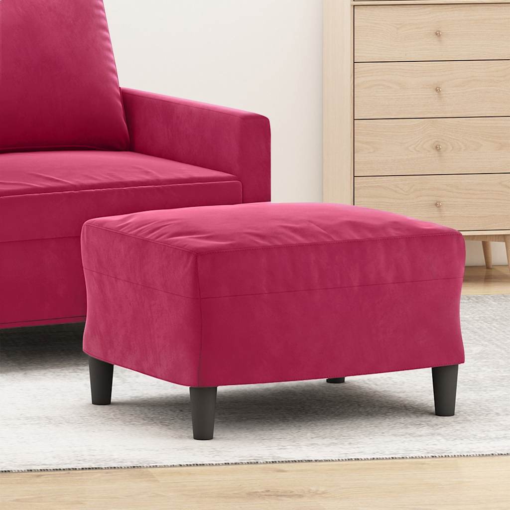 Repose-pied Rouge bordeaux 60x50x41 cm Velours - XIOS