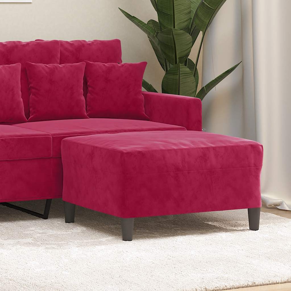Repose-pied Rouge bordeaux 70x55x41 cm Velours - XIOS