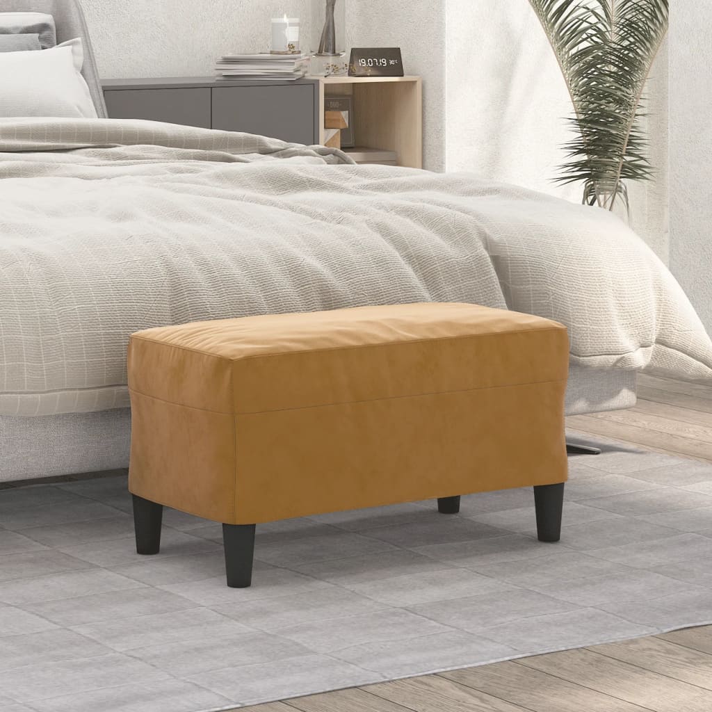 Banc Marron 70x35x41 cm Velours - XIOS