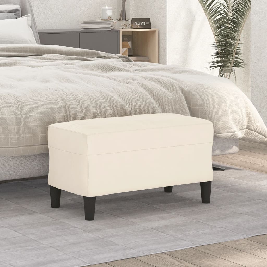 Banc Crème 70x35x41 cm Velours - XIOS