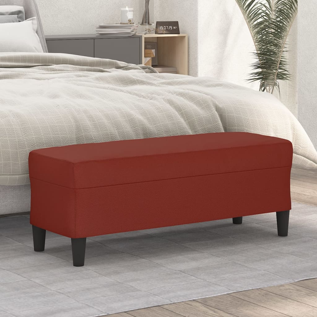 Banc Rouge bordeaux 100x35x41 cm Similicuir - XIOS