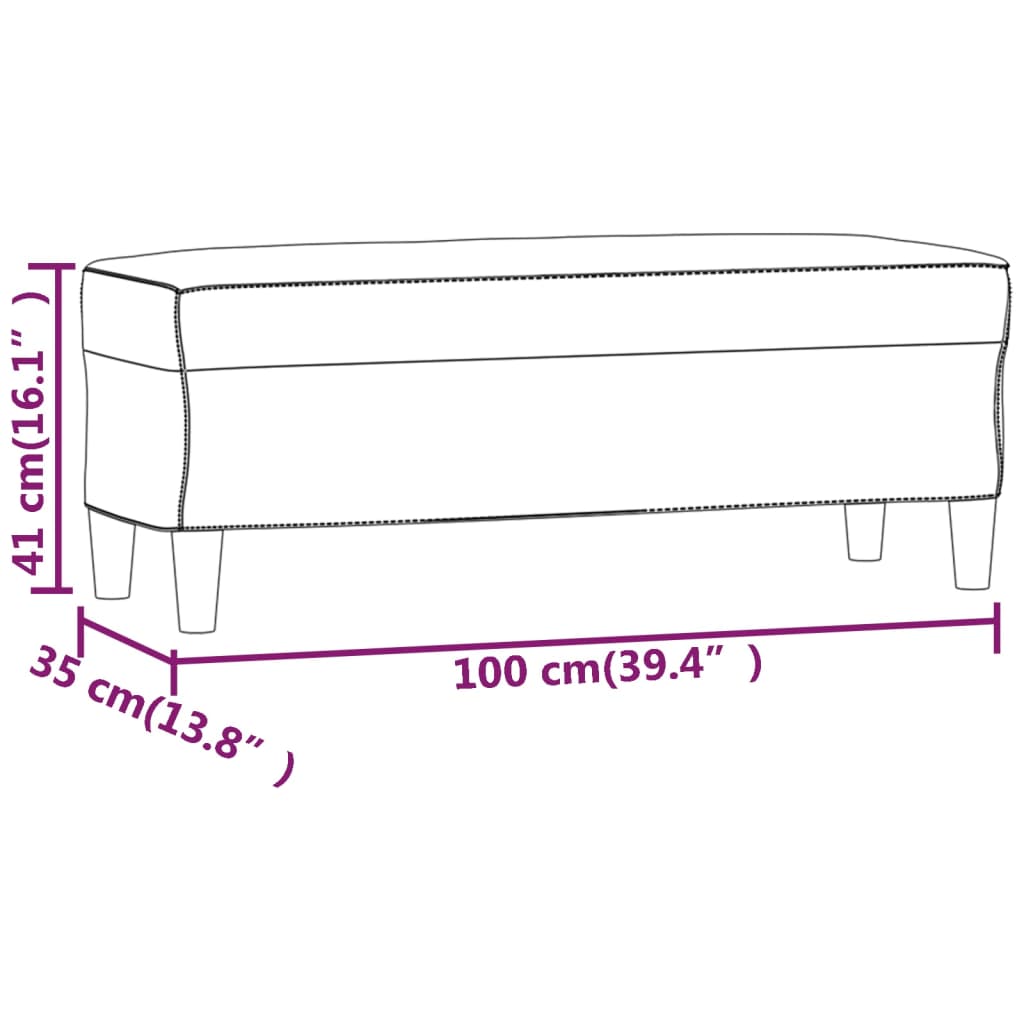 Banc Noir 100x35x41 cm Velours - XIOS