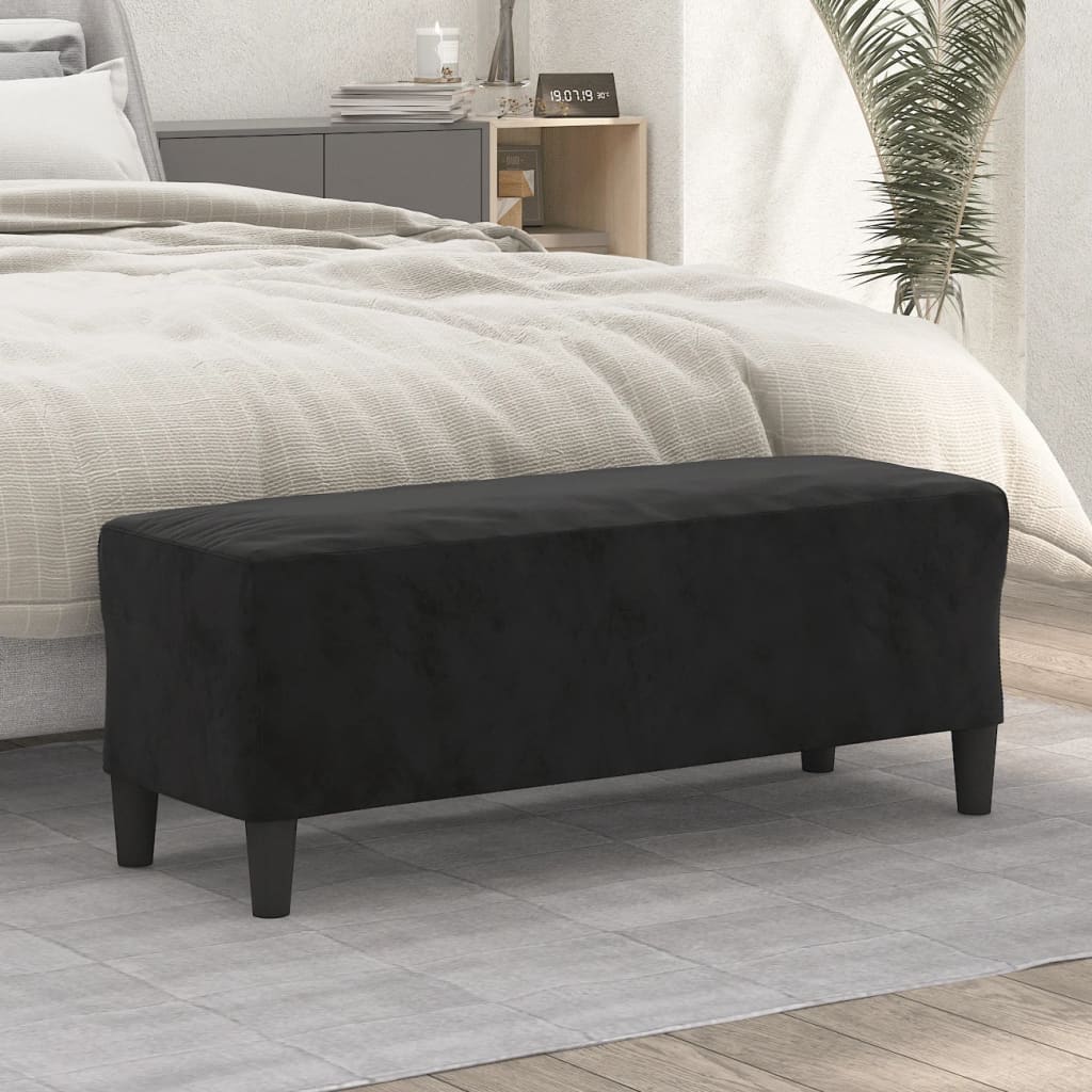 Banc Noir 100x35x41 cm Velours - XIOS