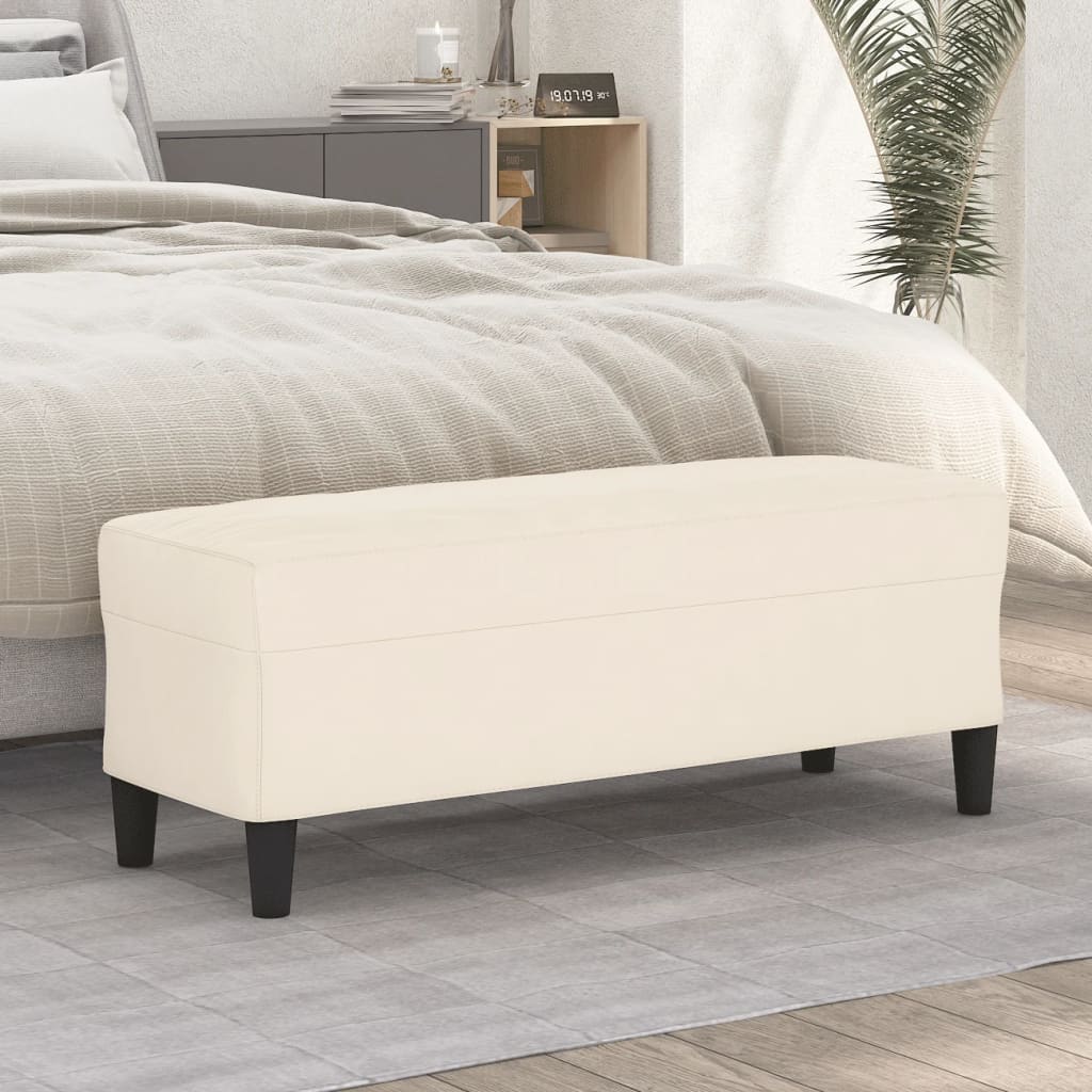 Banc Crème 100x35x41 cm Velours - XIOS