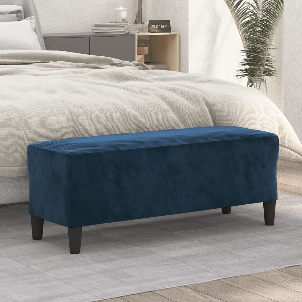 Banc Bleu 100x35x41 cm Velours - XIOS