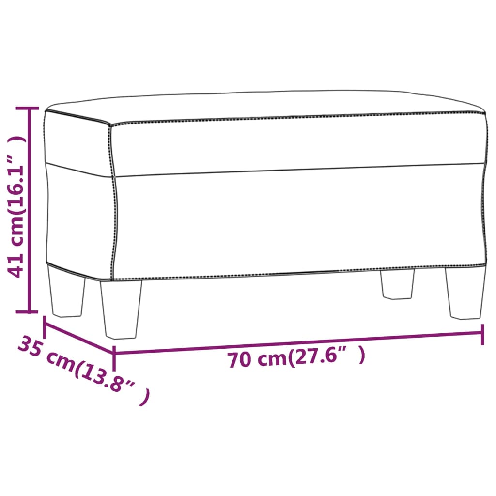 Banc Gris 70x35x41 cm Similicuir - XIOS