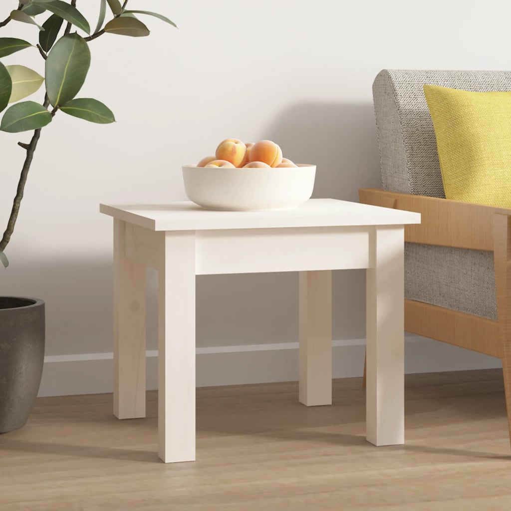 Table basse Blanc 35x35x30 cm Bois massif de pin - XIOS