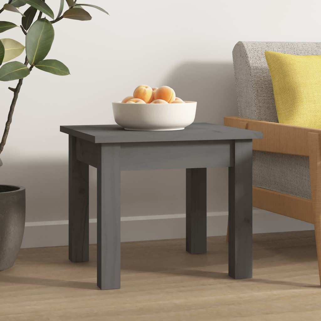 Table basse Gris 35x35x30 cm Bois massif de pin - XIOS