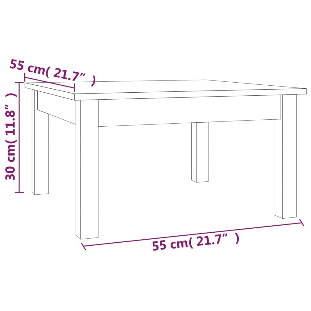Table basse 55x55x30 cm Bois massif de pin - XIOS
