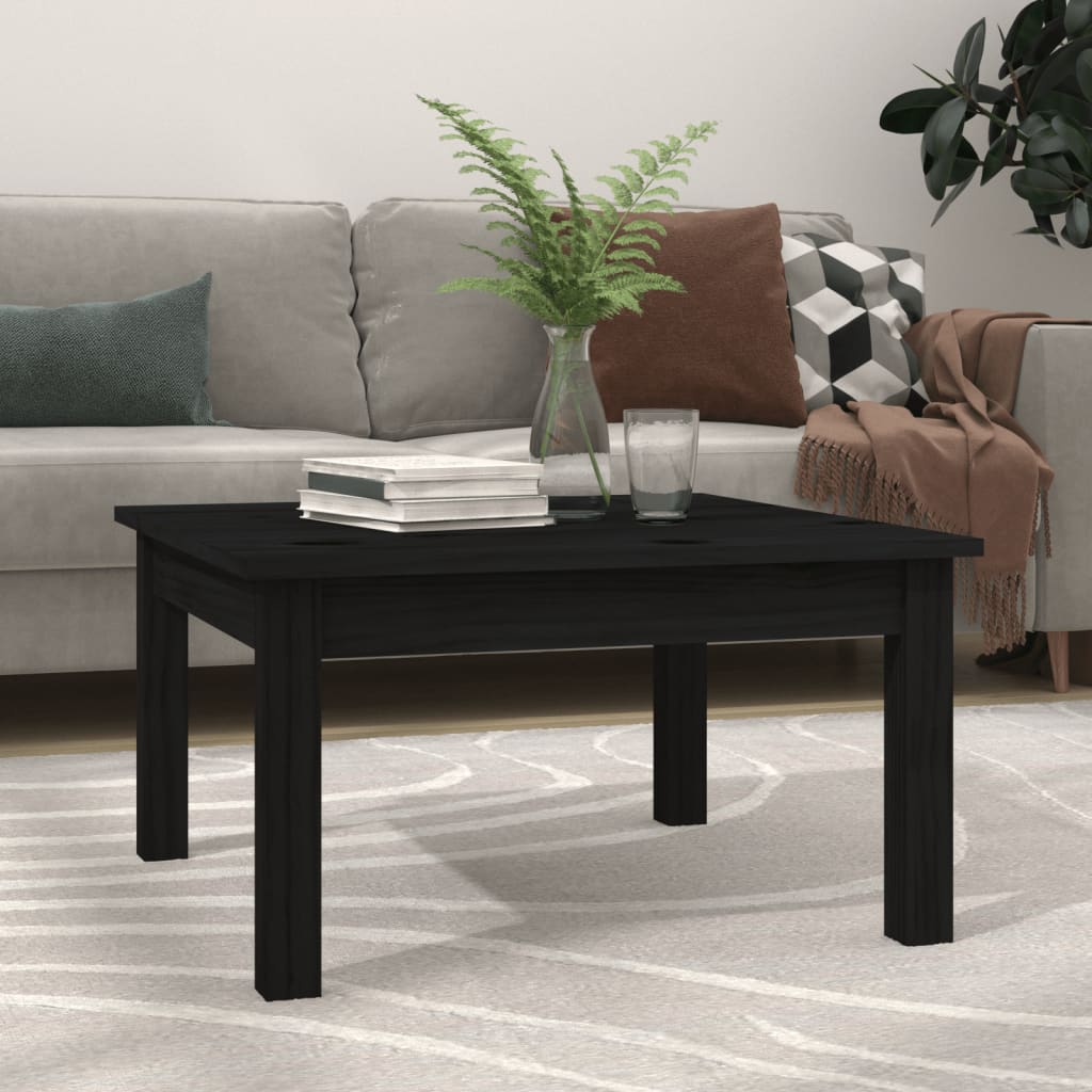 Table basse Noir 55x55x30 cm Bois massif de pin - XIOS