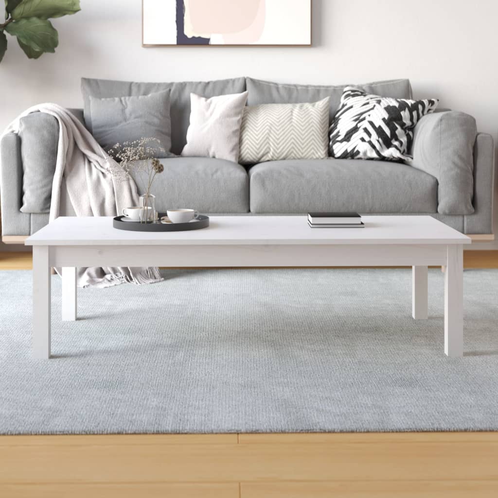 Table basse Blanc 110x50x30 cm Bois massif de pin - XIOS
