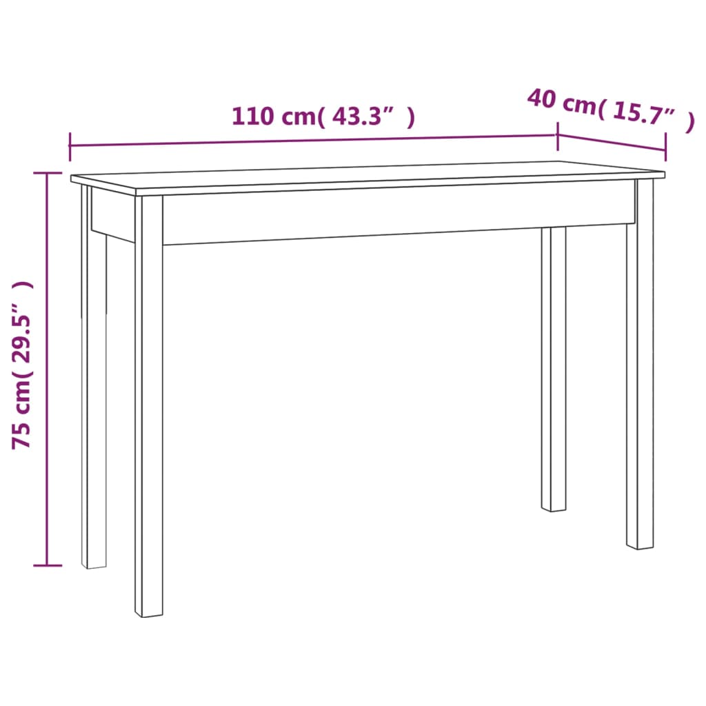 Table console 110x40x75 cm Bois massif de pin - XIOS