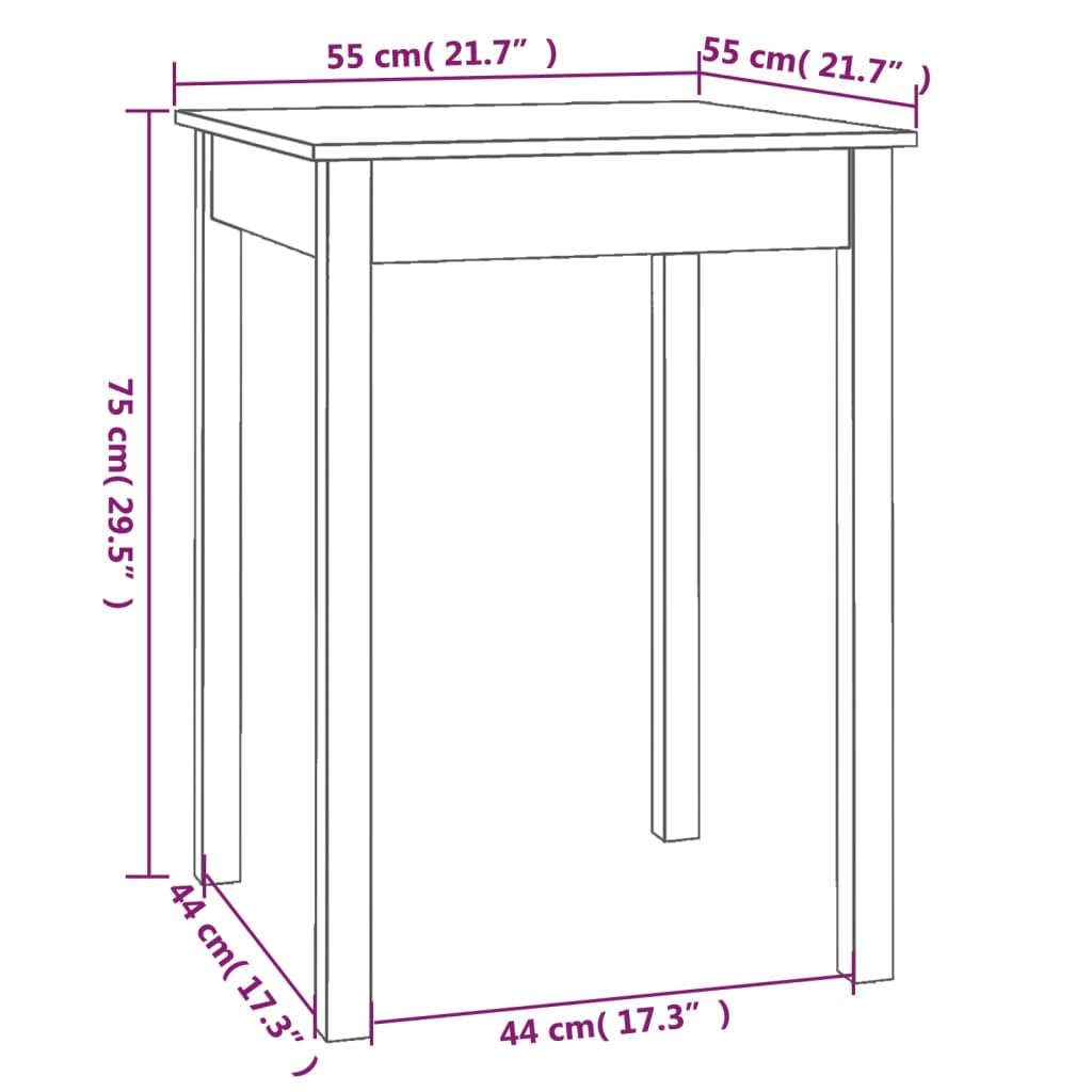 Table à manger 55x55x75 cm Bois massif de pin - XIOS