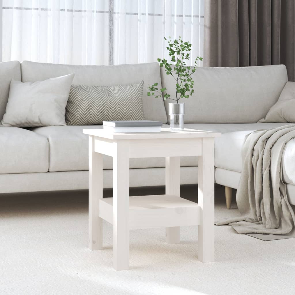Table basse Blanc 35x35x40 cm Bois massif de pin - XIOS