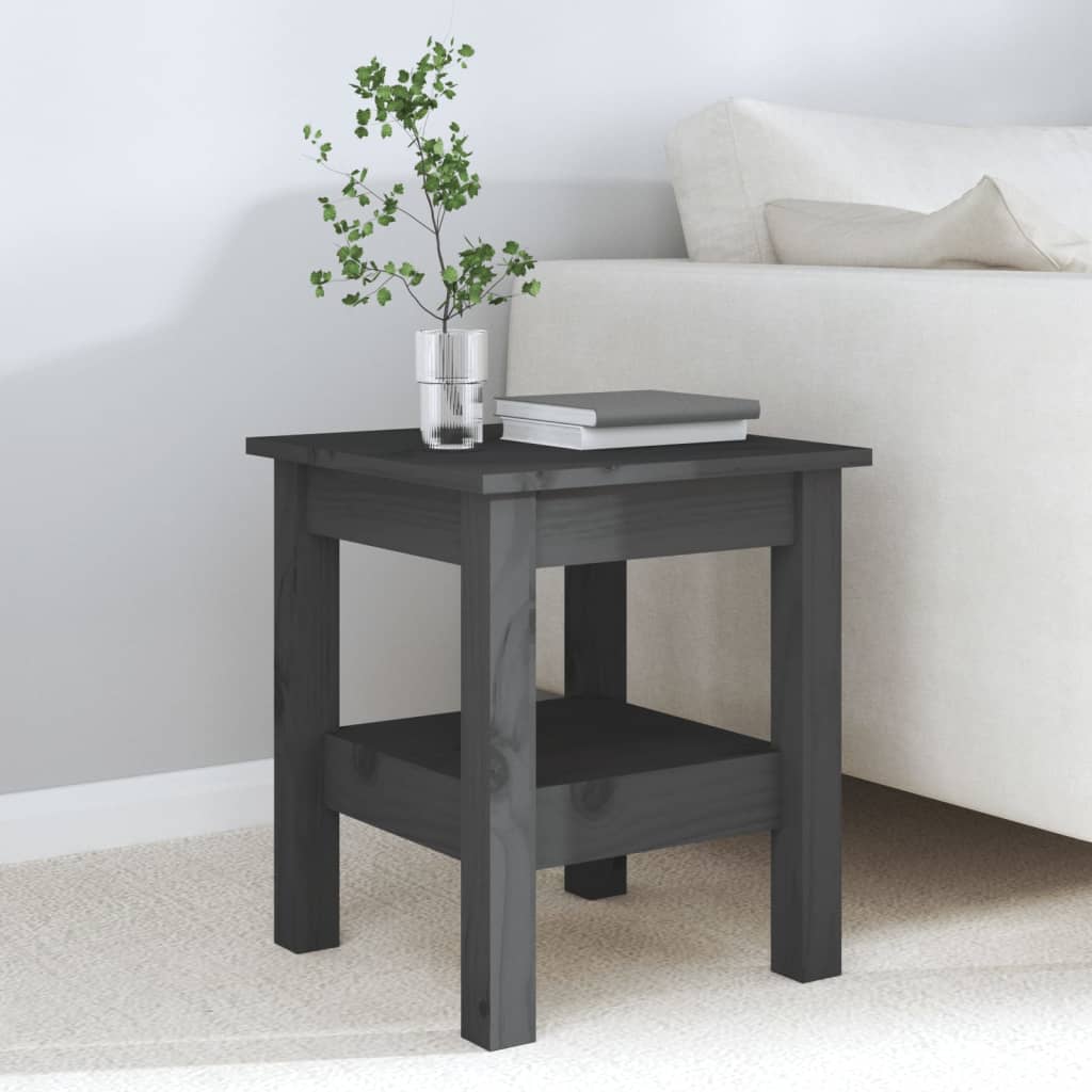 Table basse Gris 35x35x40 cm Bois massif de pin - XIOS