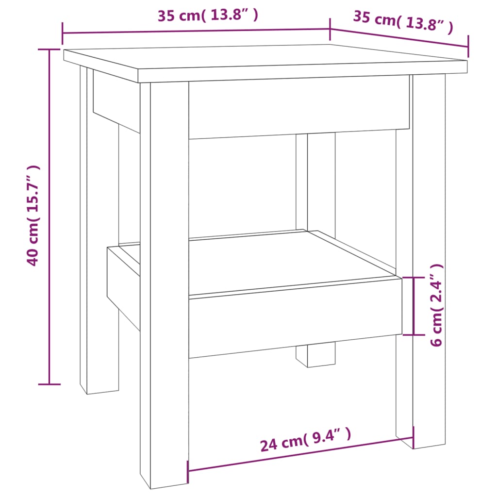 Table basse Marron miel 35x35x40 cm Bois massif de pin - XIOS