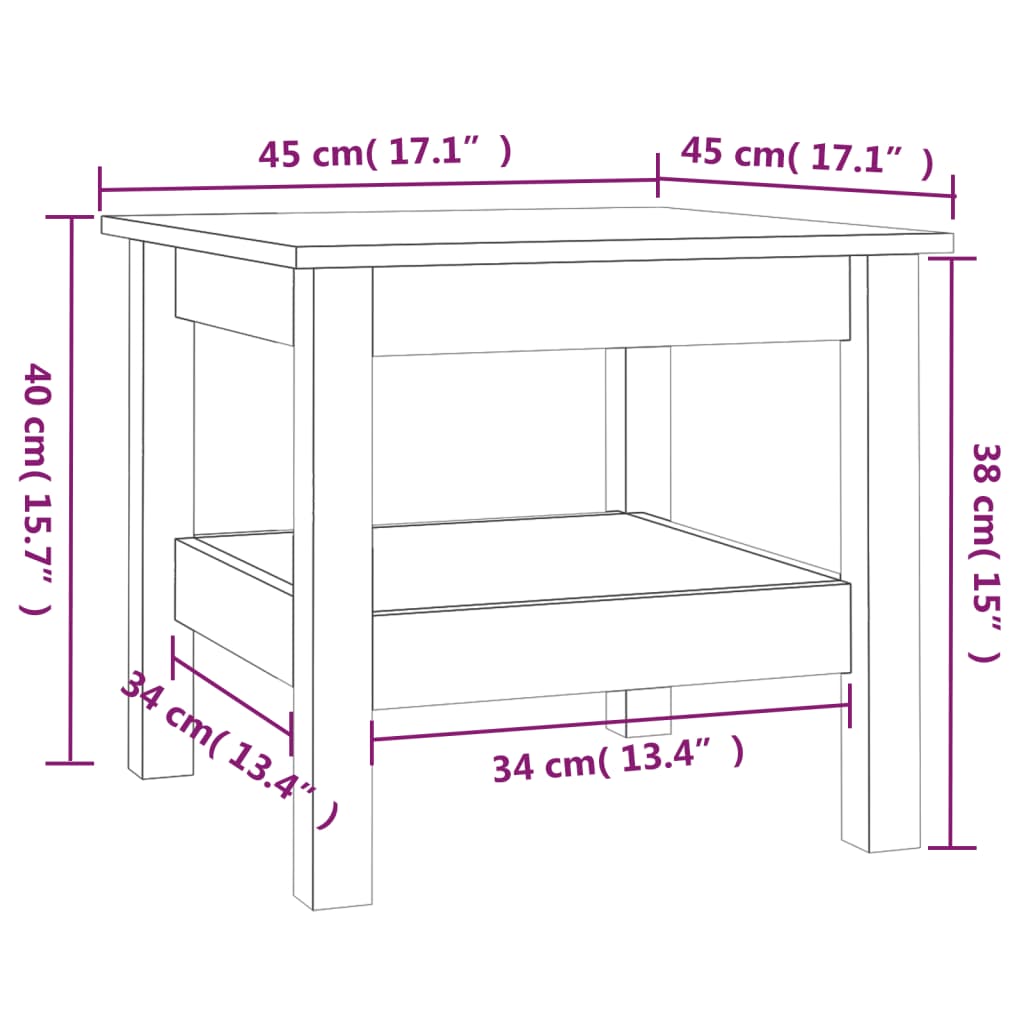 Table basse 45x45x40 cm Bois massif de pin - XIOS