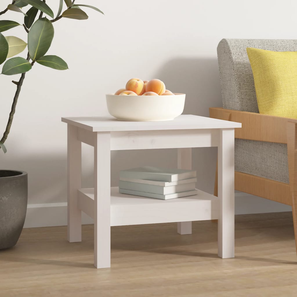Table basse Blanc 45x45x40 cm Bois massif de pin - XIOS