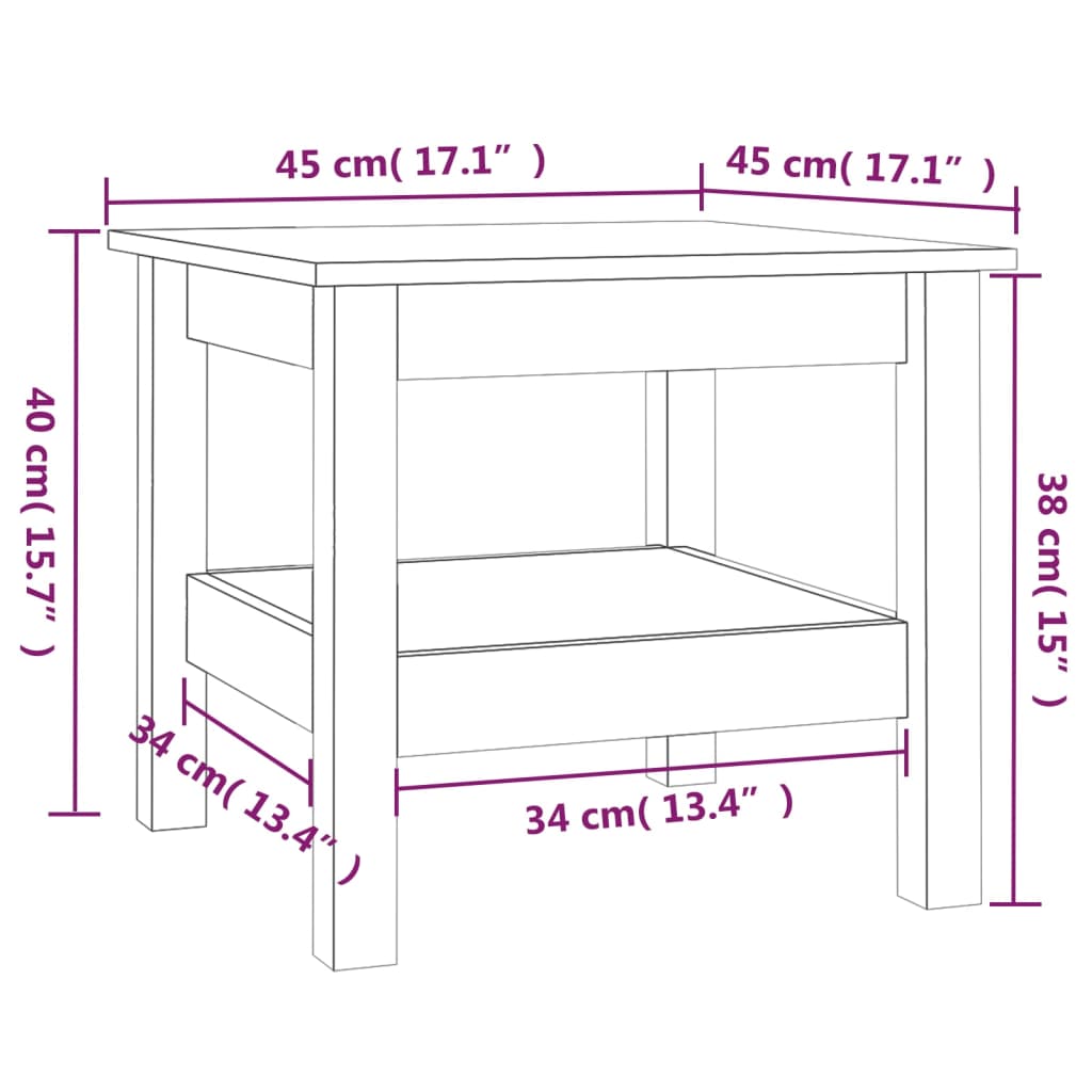 Table basse Blanc 45x45x40 cm Bois massif de pin - XIOS