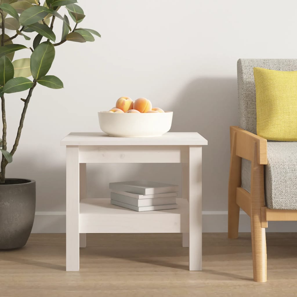 Table basse Blanc 45x45x40 cm Bois massif de pin Tables basses vidaXL