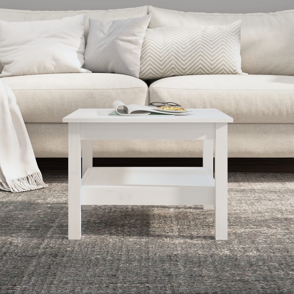 Table basse Blanc 55x55x40 cm Bois massif de pin - XIOS