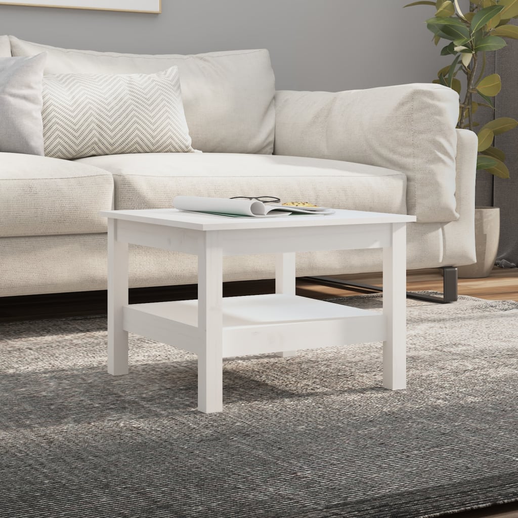 Table basse Blanc 55x55x40 cm Bois massif de pin - XIOS