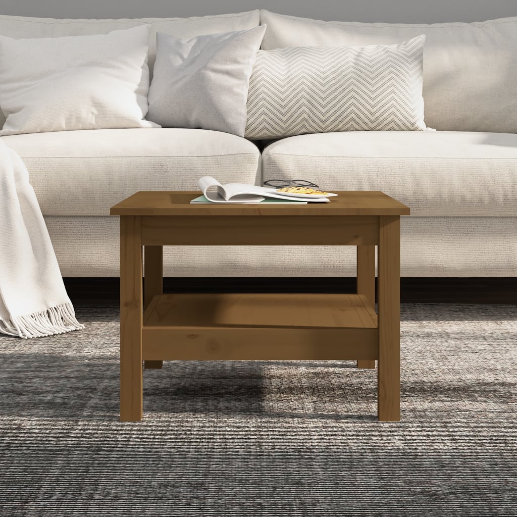 Table basse Marron miel 55x55x40 cm Bois massif de pin - XIOS