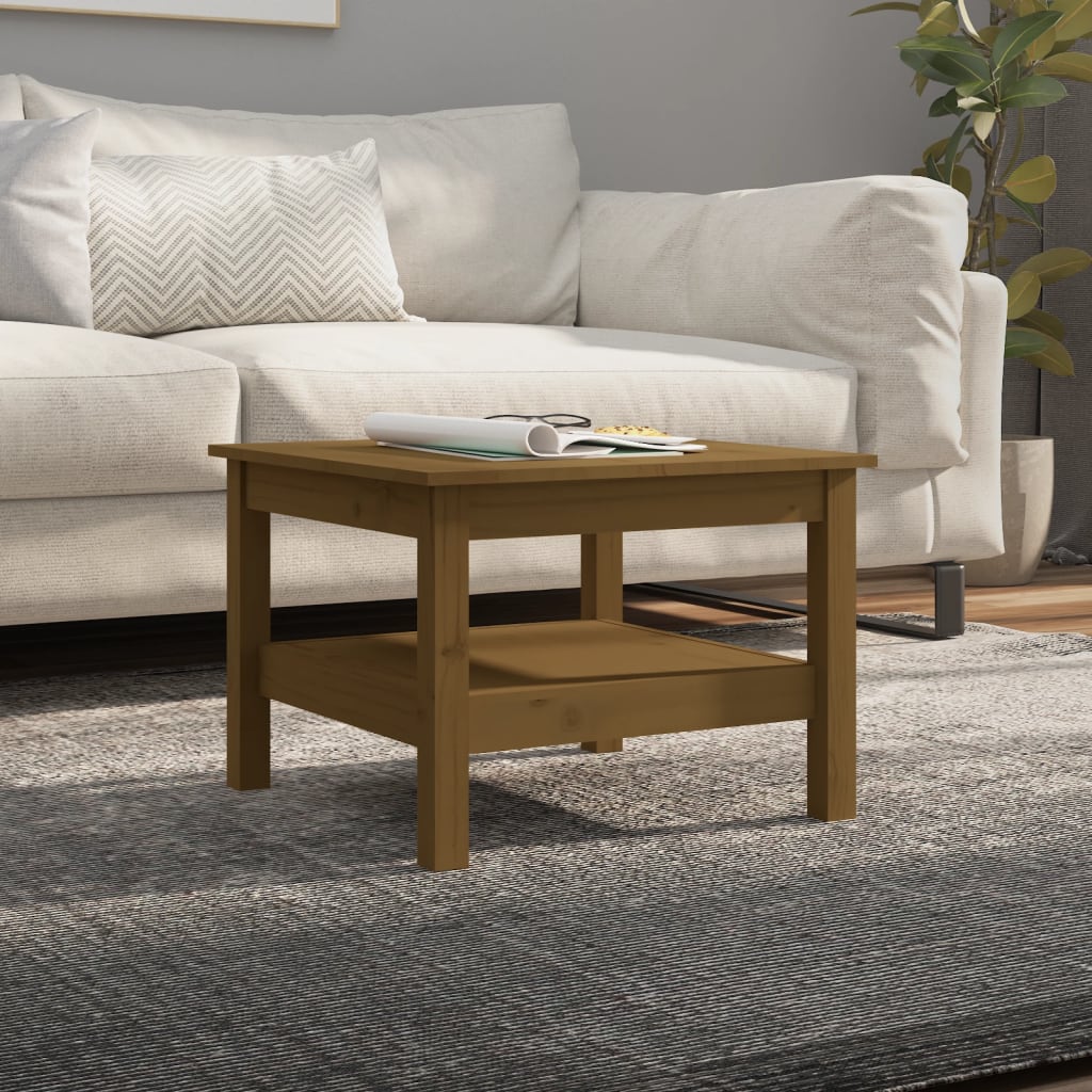 Table basse Marron miel 55x55x40 cm Bois massif de pin - XIOS