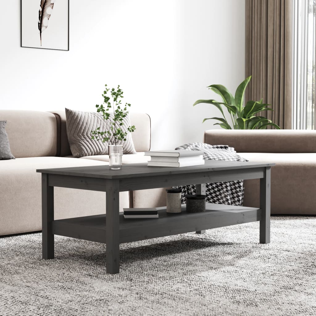 Table basse Gris 110x50x40 cm Bois massif de pin - XIOS