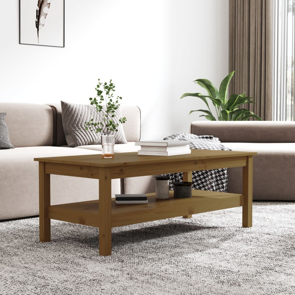 Table basse Marron miel 110x50x40 cm Bois massif de pin - XIOS