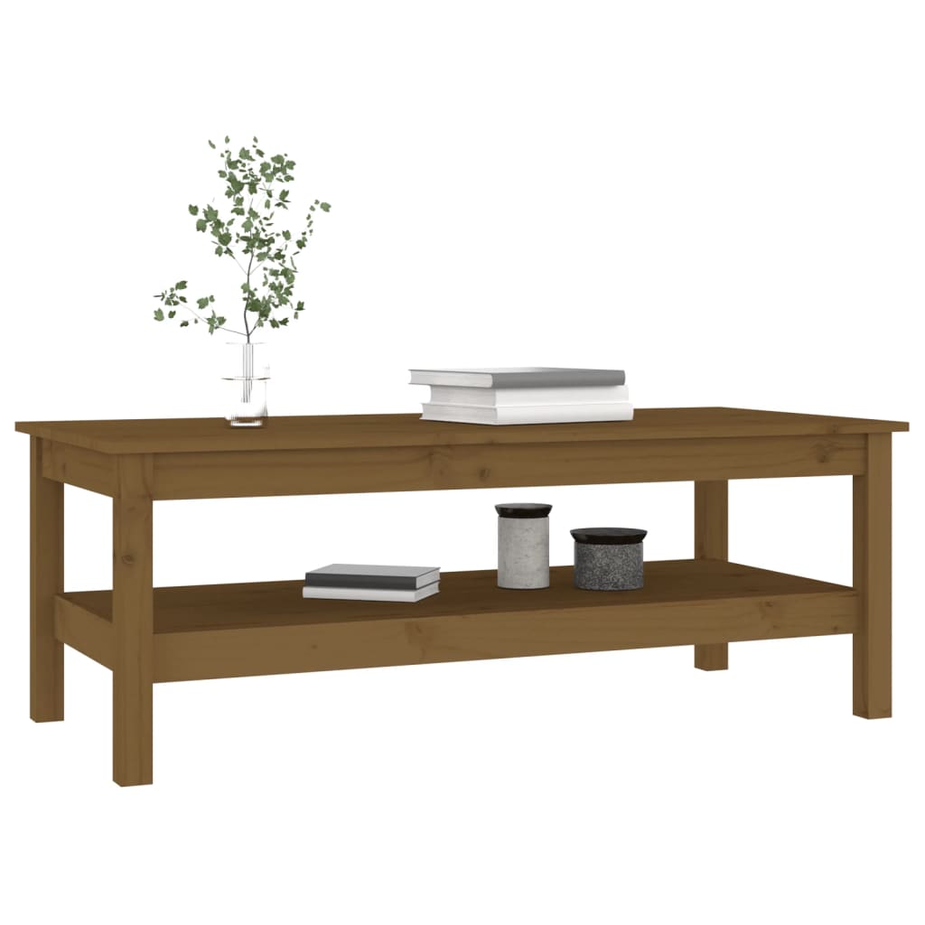 Table basse Marron miel 110x50x40 cm Bois massif de pin - XIOS