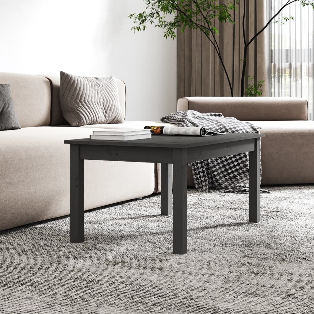 Table basse Gris 80x50x40 cm Bois massif de pin - XIOS