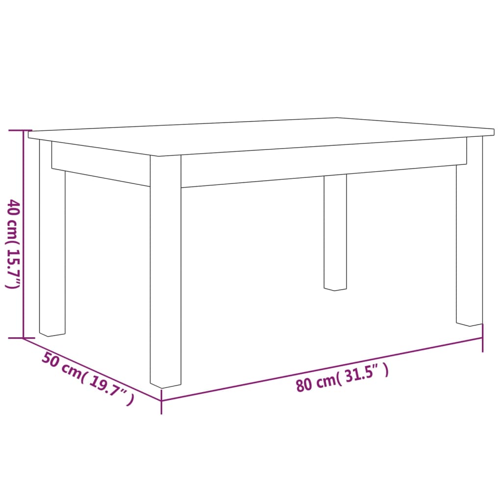 Table basse Gris 80x50x40 cm Bois massif de pin - XIOS