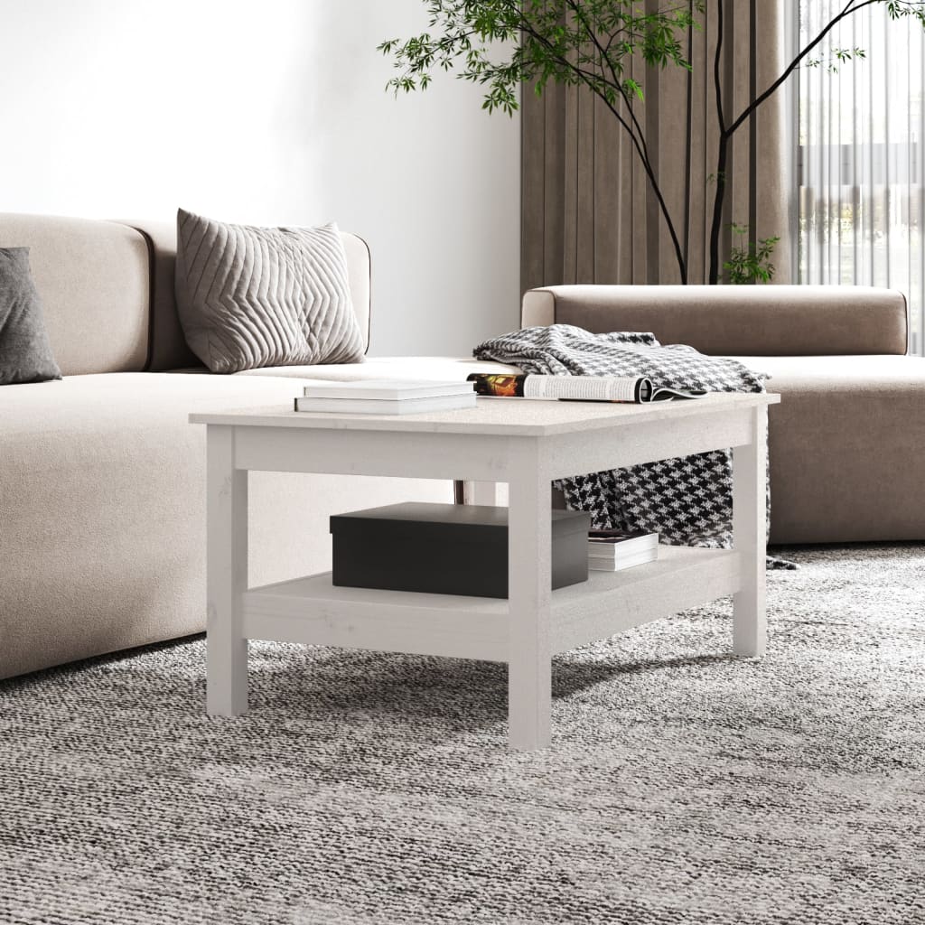 Table basse Blanc 80x50x40 cm Bois massif de pin - XIOS