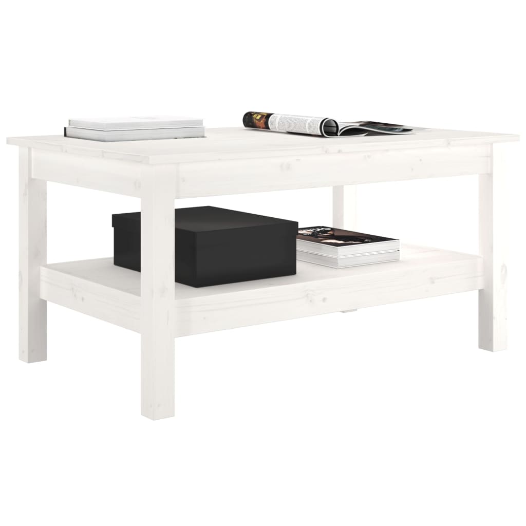 Table basse Blanc 80x50x40 cm Bois massif de pin - XIOS