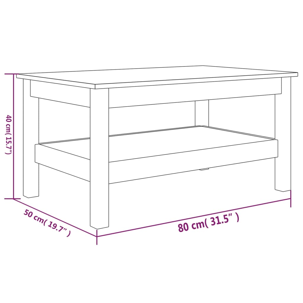 Table basse Blanc 80x50x40 cm Bois massif de pin - XIOS