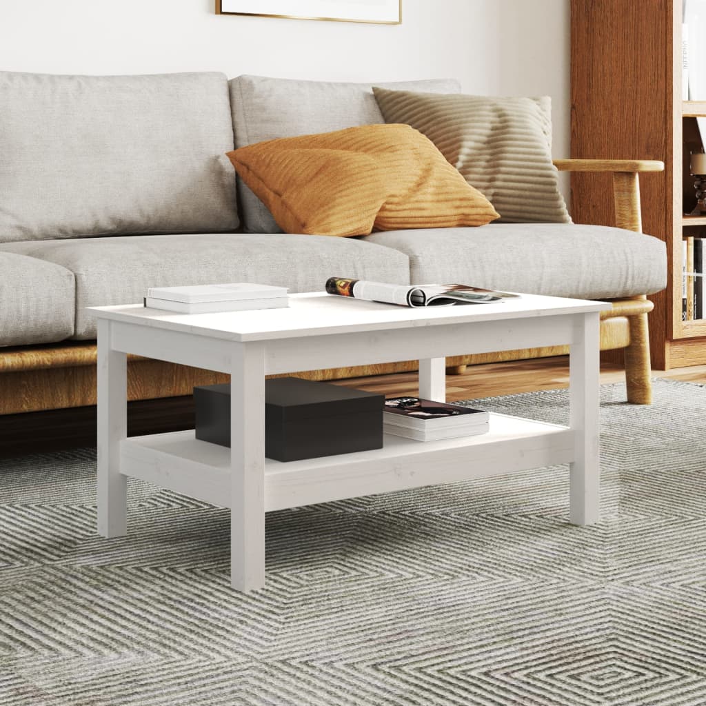 Table basse Blanc 80x50x40 cm Bois massif de pin XIOS