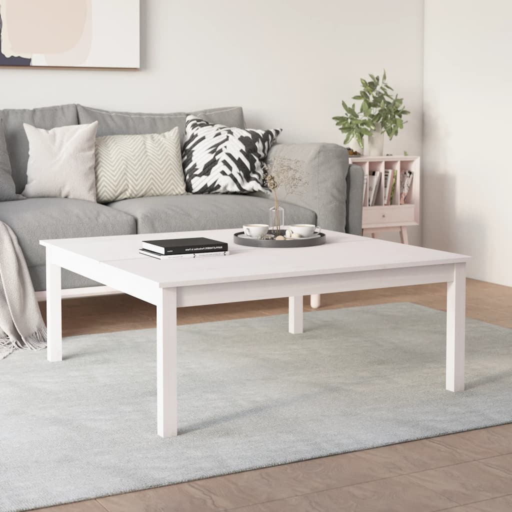 Table basse Blanc 100x100x40 cm Bois massif de pin - XIOS
