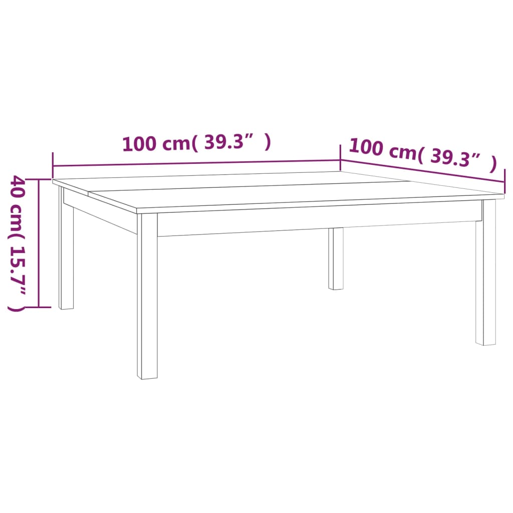 Table basse Blanc 100x100x40 cm Bois massif de pin - XIOS