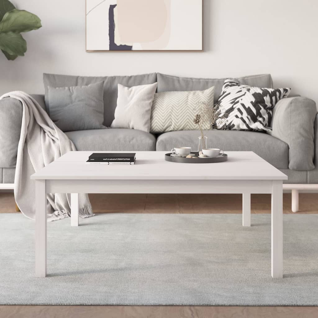 Table basse Blanc 100x100x40 cm Bois massif de pin - XIOS