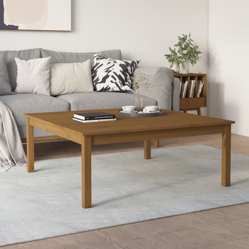 Table basse Marron miel 100x100x40 cm Bois massif de pin - XIOS