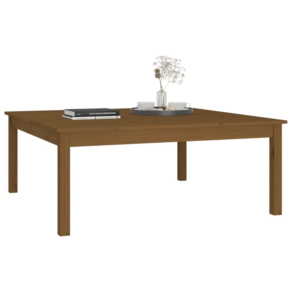 Table basse Marron miel 100x100x40 cm Bois massif de pin - XIOS