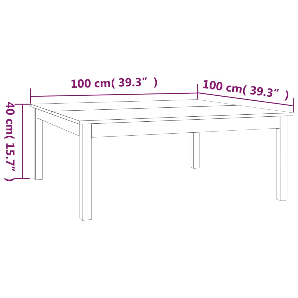 Table basse Marron miel 100x100x40 cm Bois massif de pin - XIOS