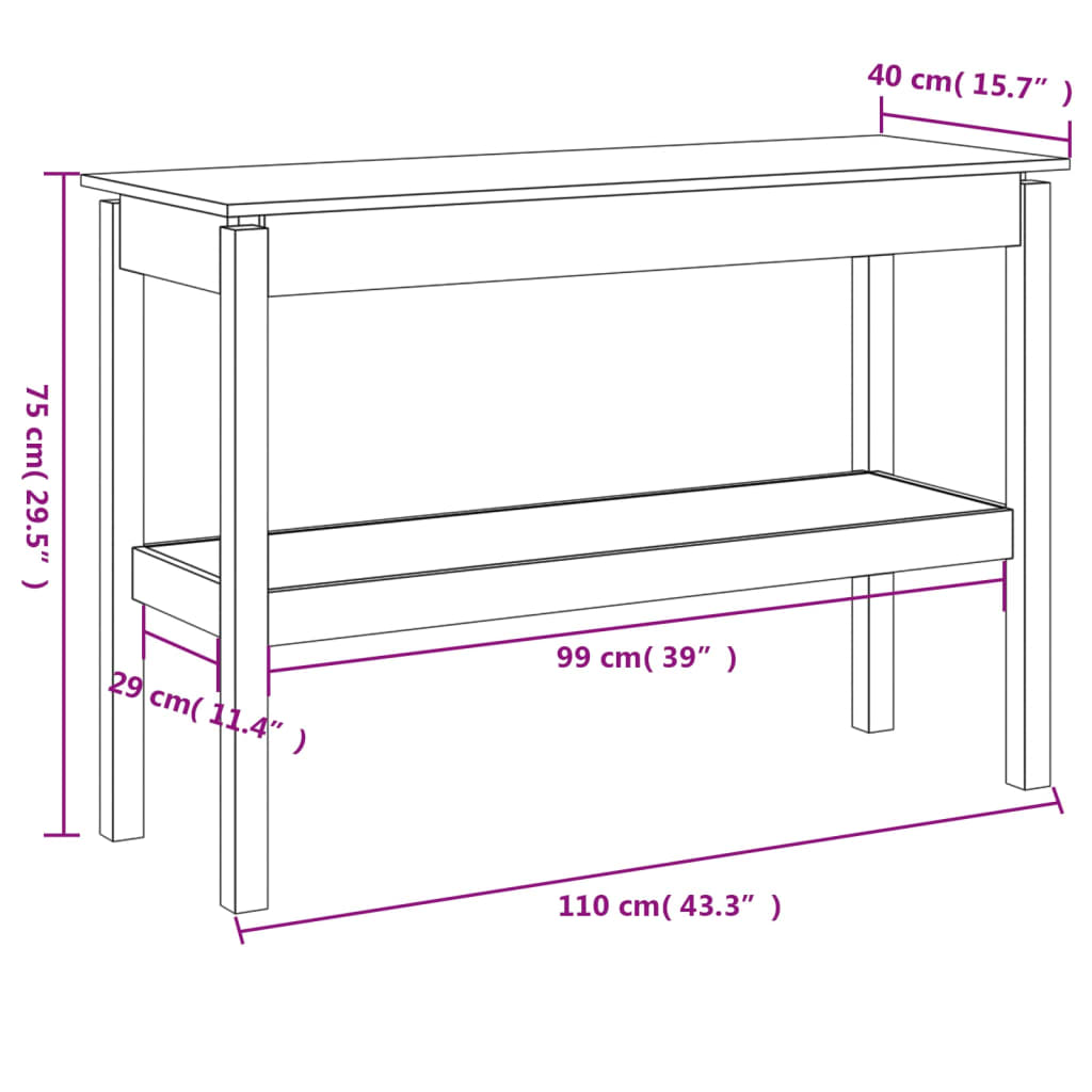 Table console 110x40x75 cm Bois massif de pin - XIOS