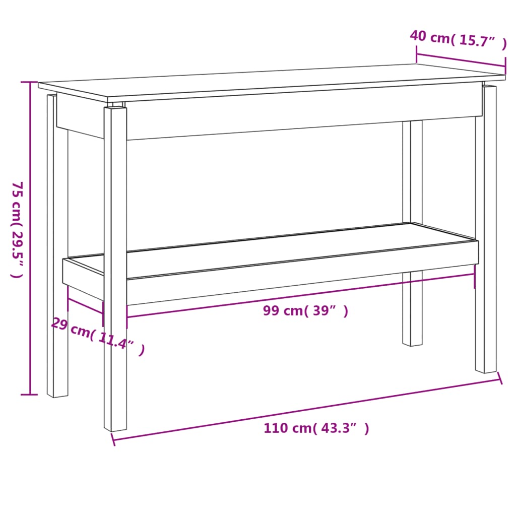Table console Blanc 110x40x75 cm Bois de pin solide - XIOS