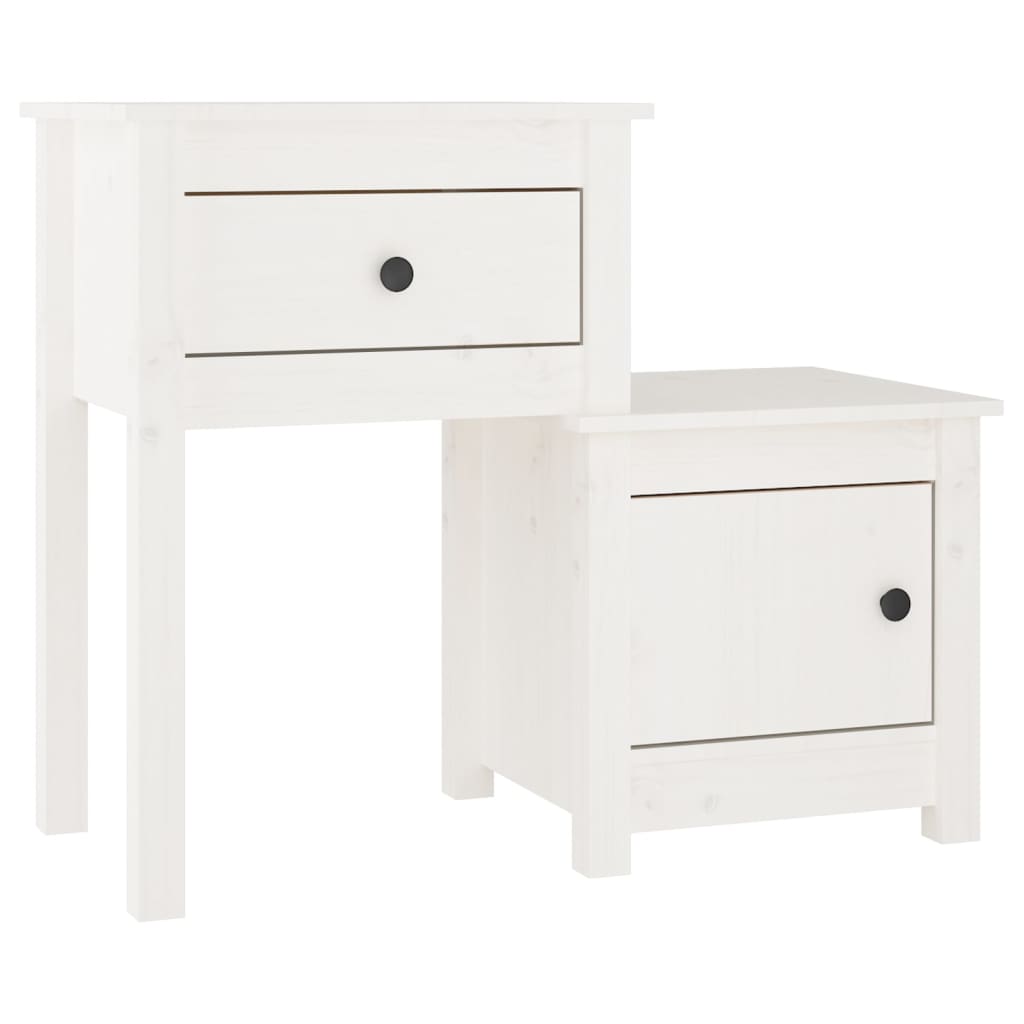 Table de chevet Blanc 79,5x38x65,5 cm Bois de pin massif - XIOS
